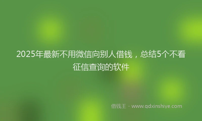 2025年最新不用微信向别人借钱，总结5个不看征信查询的软件