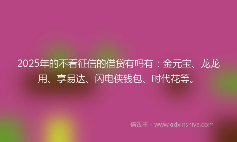2025年的不看征信的借贷有吗有：金元宝、龙龙用、享易达、闪电侠钱包、时代花等。