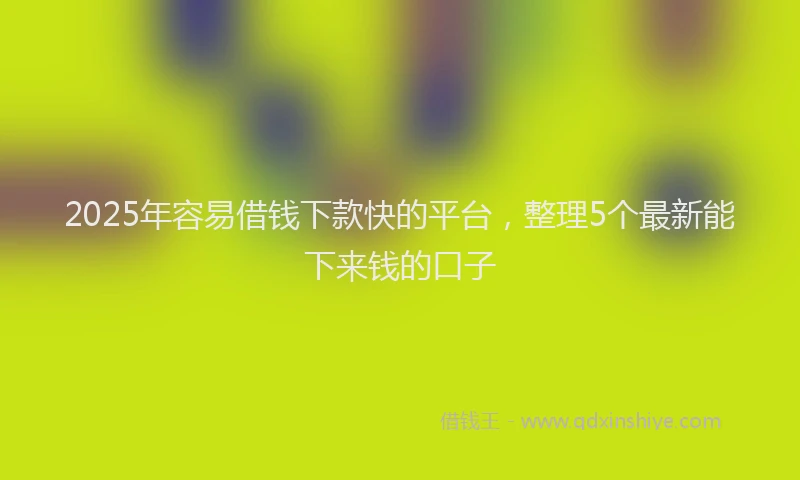 2025年容易借钱下款快的平台，整理5个最新能下来钱的口子