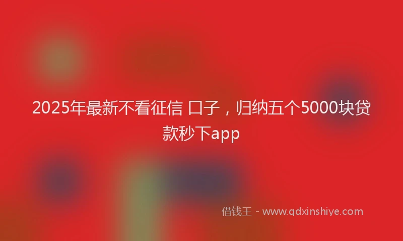 2025年最新不看征信 口子，归纳五个5000块贷款秒下app
