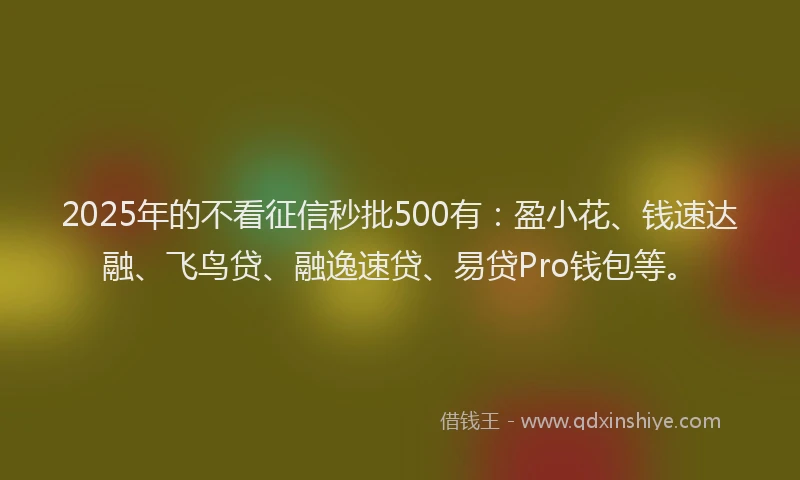 2025年的不看征信秒批500有：盈小花、钱速达融、飞鸟贷、融逸速贷、易贷Pro钱包等。
