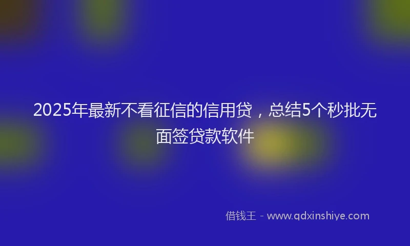 2025年最新不看征信的信用贷，总结5个秒批无面签贷款软件