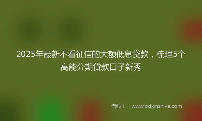 2025年最新不看征信的大额低息贷款，梳理5个高能分期贷款口子新秀
