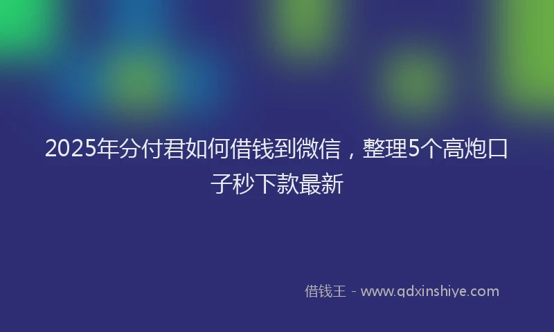 2025年分付君如何借钱到微信，整理5个高炮口子秒下款最新