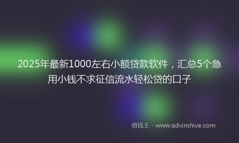 2025年最新1000左右小额贷款软件，汇总5个急用小钱不求征信流水轻松贷的口子