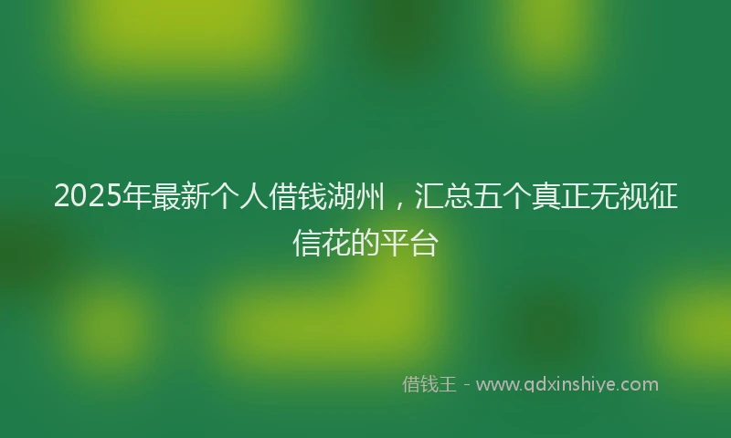 2025年最新个人借钱湖州，汇总五个真正无视征信花的平台
