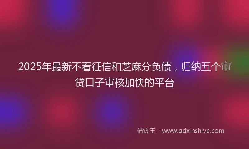2025年最新不看征信和芝麻分负债，归纳五个审贷口子审核加快的平台