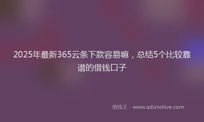 2025年最新365云条下款容易嘛，总结5个比较靠谱的借钱口子
