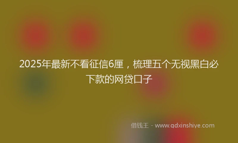 2025年最新不看征信6厘，梳理五个无视黑白必下款的网贷口子