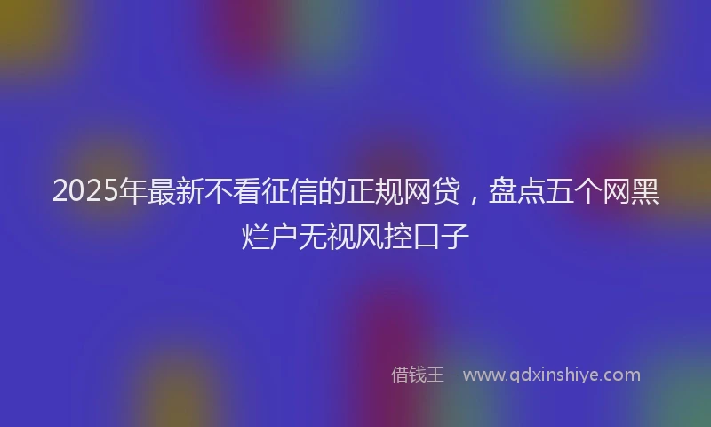 2025年最新不看征信的正规网贷，盘点五个网黑烂户无视风控口子
