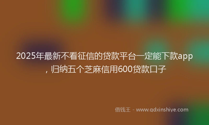 2025年最新不看征信的贷款平台一定能下款app，归纳五个芝麻信用600贷款口子