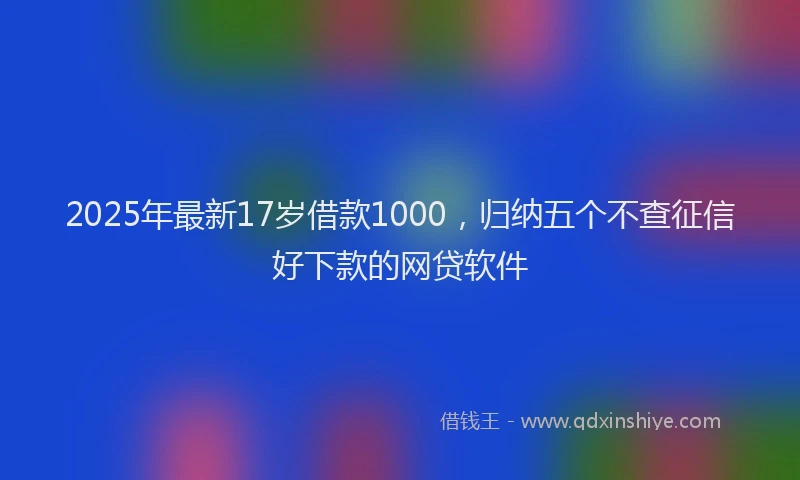 2025年最新17岁借款1000，归纳五个不查征信好下款的网贷软件