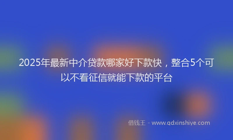2025年最新中介贷款哪家好下款快，整合5个可以不看征信就能下款的平台