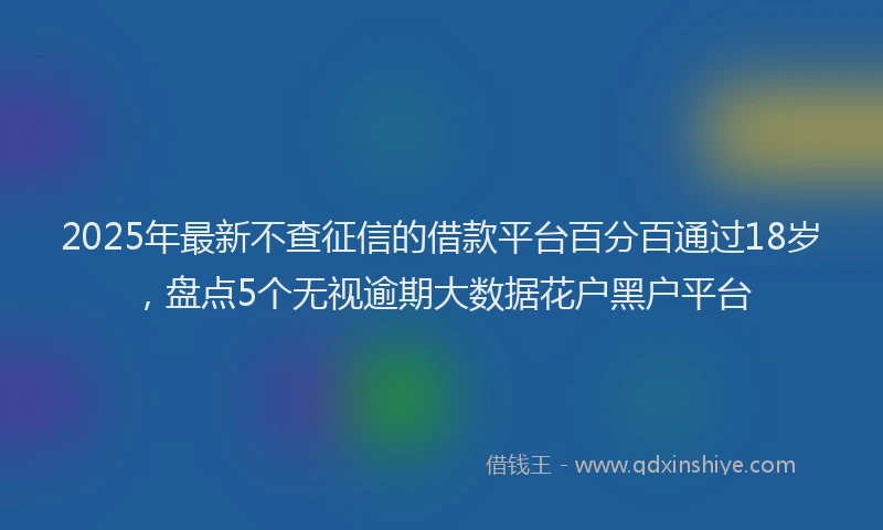 2025年最新不查征信的借款平台百分百通过18岁，盘点5个无视逾期大数据花户黑户平台