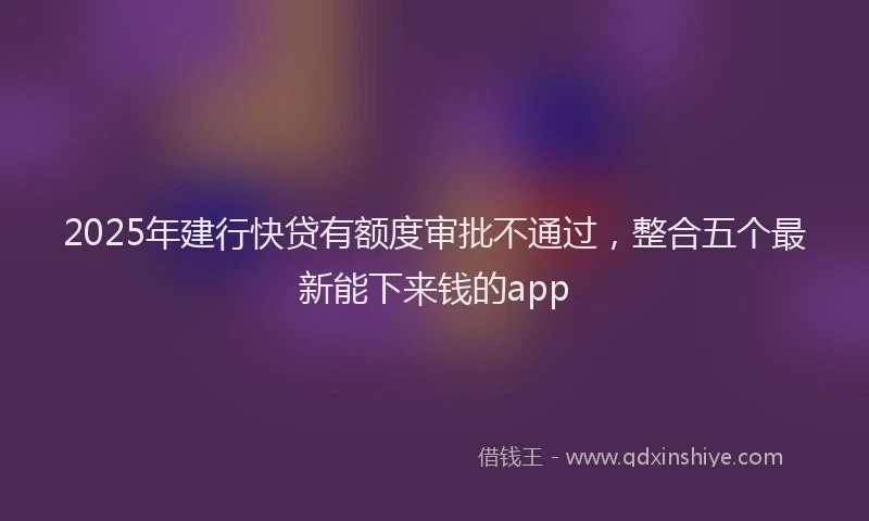 2025年建行快贷有额度审批不通过，整合五个最新能下来钱的app