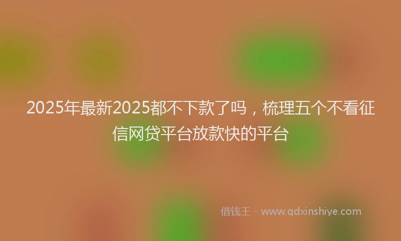 2025年最新2025都不下款了吗，梳理五个不看征信网贷平台放款快的平台
