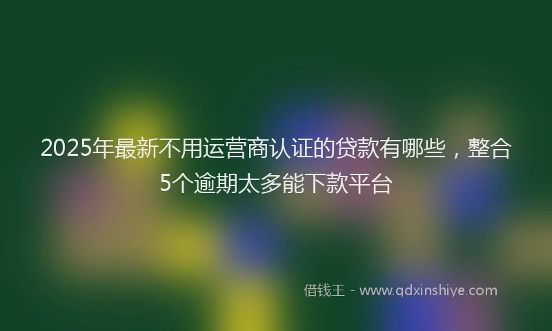 2025年最新不用运营商认证的贷款有哪些，整合5个逾期太多能下款平台