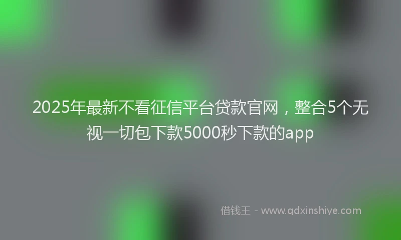 2025年最新不看征信平台贷款官网，整合5个无视一切包下款5000秒下款的app