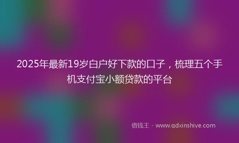 2025年最新19岁白户好下款的口子，梳理五个手机支付宝小额贷款的平台