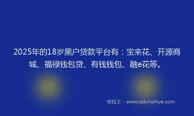 2025年的18岁黑户贷款平台有：宝来花、开源商城、福禄钱包贷、有钱钱包、融e花等。