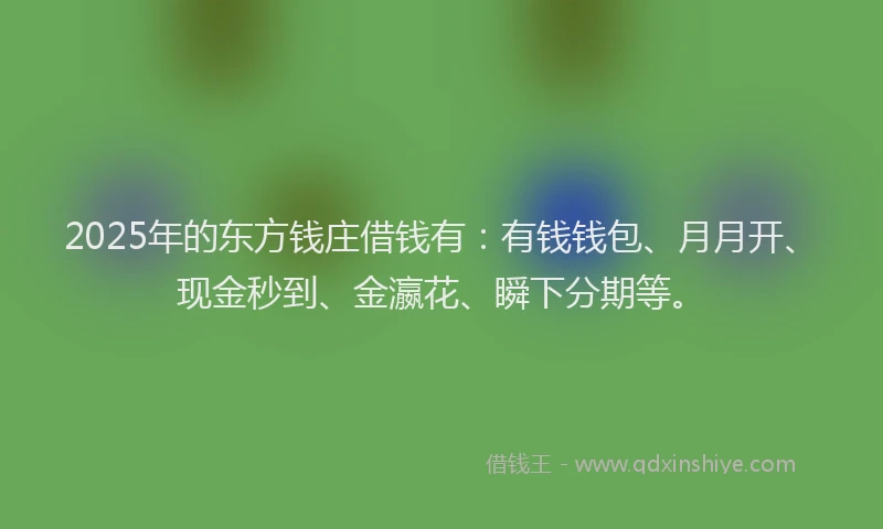 2025年的东方钱庄借钱有：有钱钱包、月月开、现金秒到、金瀛花、瞬下分期等。