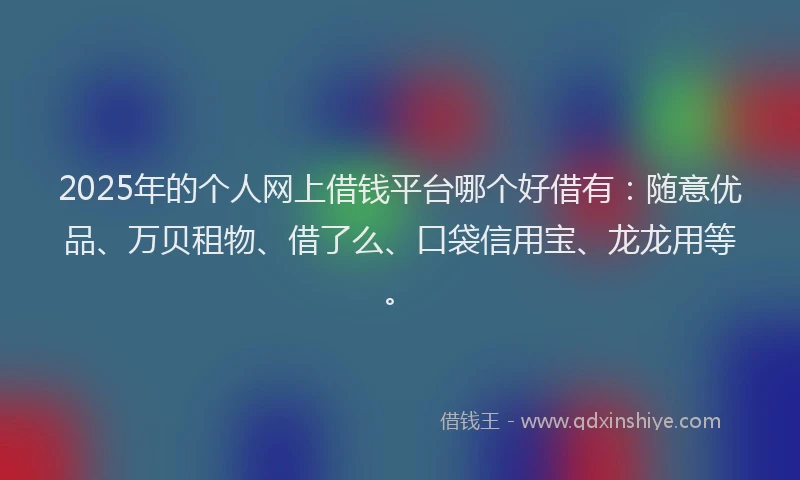 2025年的个人网上借钱平台哪个好借有：随意优品、万贝租物、借了么、口袋信用宝、龙龙用等。