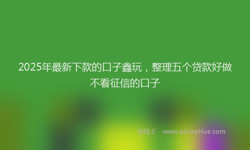 2025年最新下款的口子鑫玩，整理五个贷款好做不看征信的口子