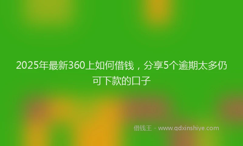 2025年最新360上如何借钱，分享5个逾期太多仍可下款的口子