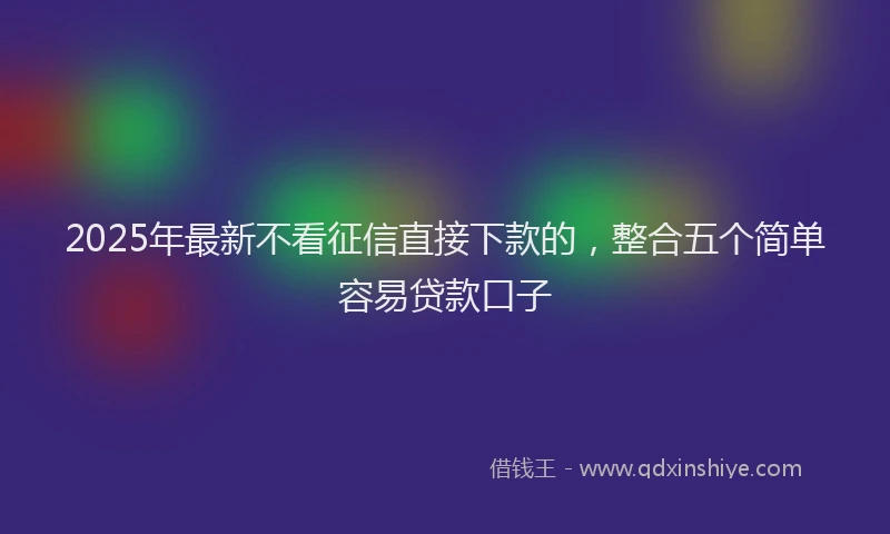 2025年最新不看征信直接下款的，整合五个简单容易贷款口子