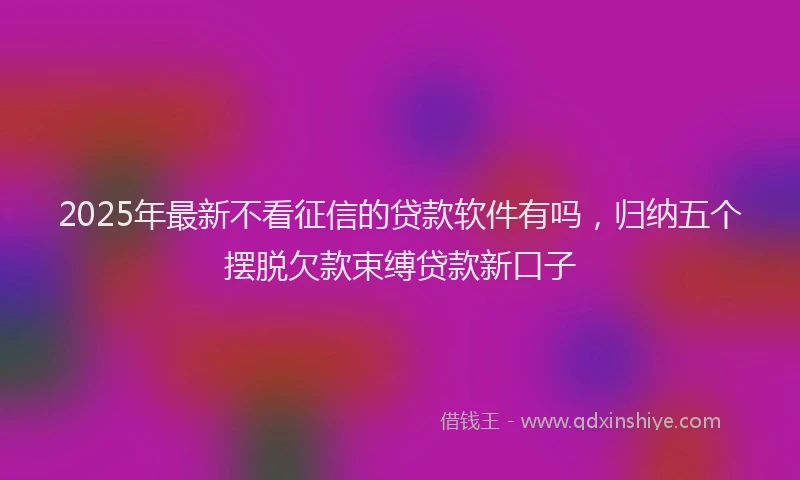 2025年最新不看征信的贷款软件有吗，归纳五个摆脱欠款束缚贷款新口子