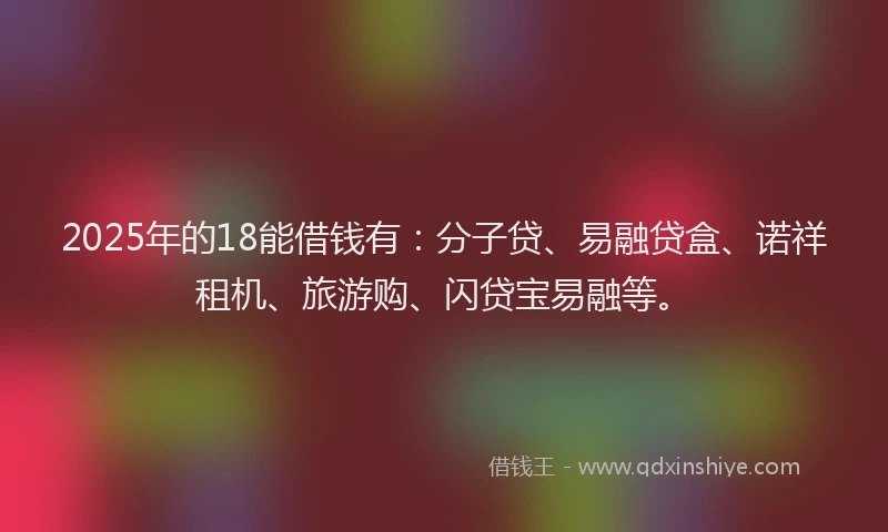 2025年的18能借钱有：分子贷、易融贷盒、诺祥租机、旅游购、闪贷宝易融等。