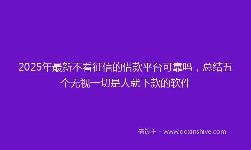 2025年最新不看征信的借款平台可靠吗，总结五个无视一切是人就下款的软件