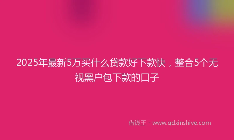 2025年最新5万买什么贷款好下款快，整合5个无视黑户包下款的口子