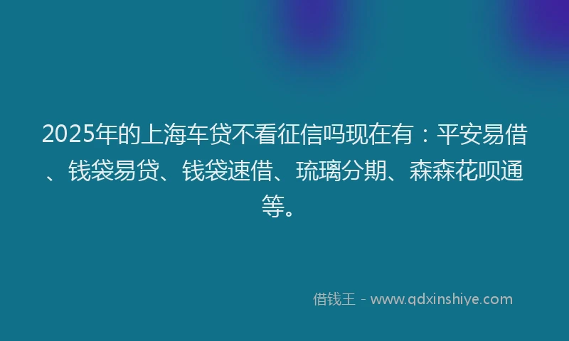 2025年的上海车贷不看征信吗现在有：平安易借、钱袋易贷、钱袋速借、琉璃分期、森森花呗通等。
