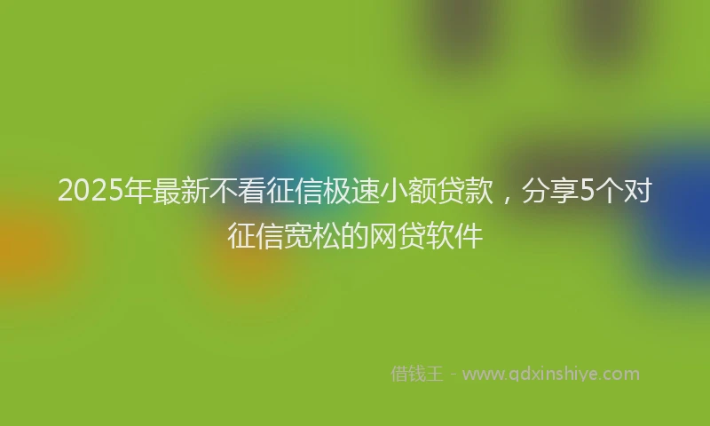 2025年最新不看征信极速小额贷款，分享5个对征信宽松的网贷软件