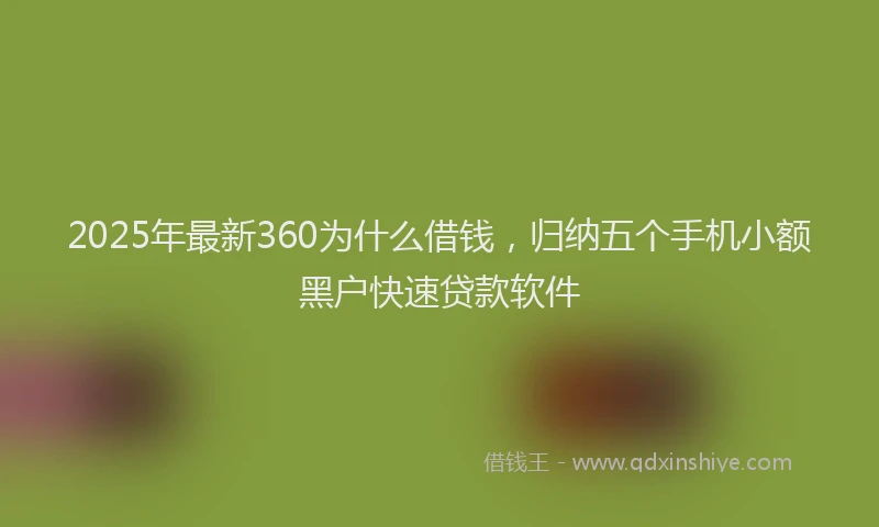 2025年最新360为什么借钱，归纳五个手机小额黑户快速贷款软件