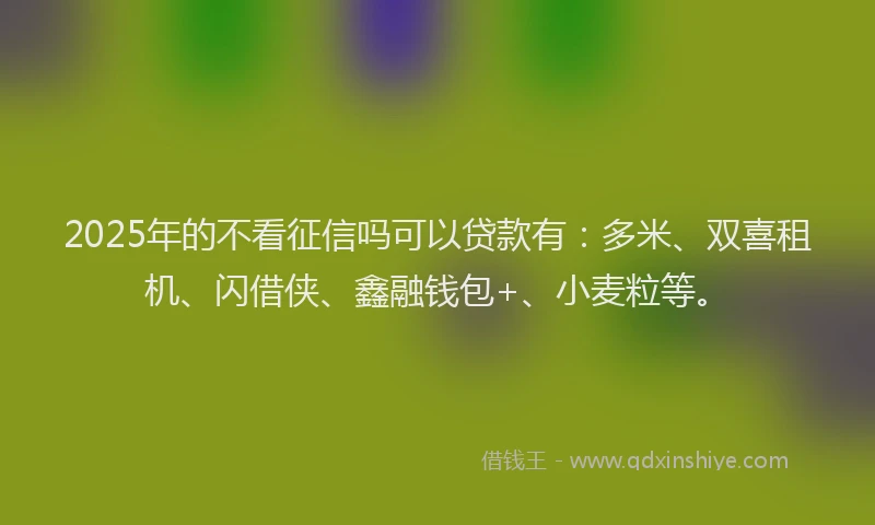 2025年的不看征信吗可以贷款有：多米、双喜租机、闪借侠、鑫融钱包+、小麦粒等。