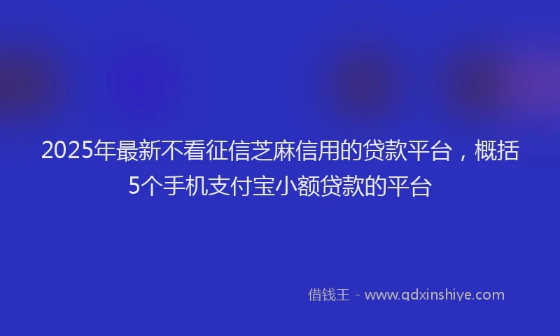 2025年最新不看征信芝麻信用的贷款平台，概括5个手机支付宝小额贷款的平台