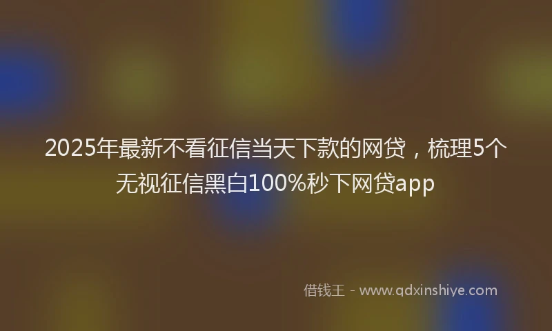 2025年最新不看征信当天下款的网贷，梳理5个无视征信黑白100%秒下网贷app