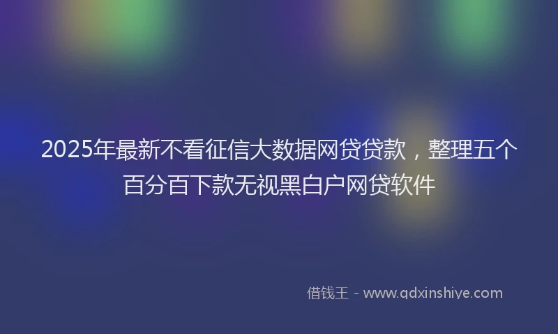 2025年最新不看征信大数据网贷贷款，整理五个百分百下款无视黑白户网贷软件