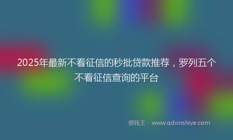 2025年最新不看征信的秒批贷款推荐，罗列五个不看征信查询的平台