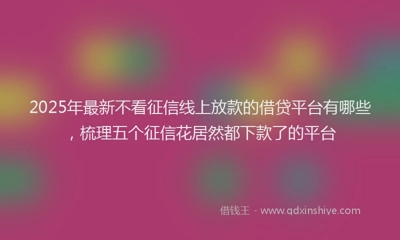 2025年最新不看征信线上放款的借贷平台有哪些，梳理五个征信花居然都下款了的平台