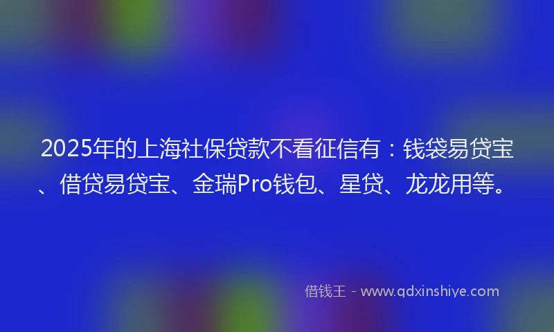 2025年的上海社保贷款不看征信有：钱袋易贷宝、借贷易贷宝、金瑞Pro钱包、星贷、龙龙用等。