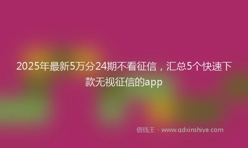 2025年最新5万分24期不看征信，汇总5个快速下款无视征信的app
