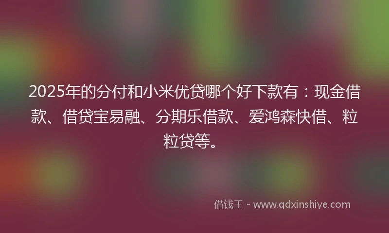 2025年的分付和小米优贷哪个好下款有：现金借款、借贷宝易融、分期乐借款、爱鸿森快借、粒粒贷等。