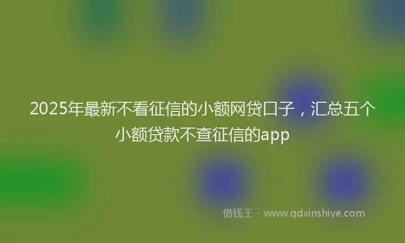 2025年最新不看征信的小额网贷口子，汇总五个小额贷款不查征信的app