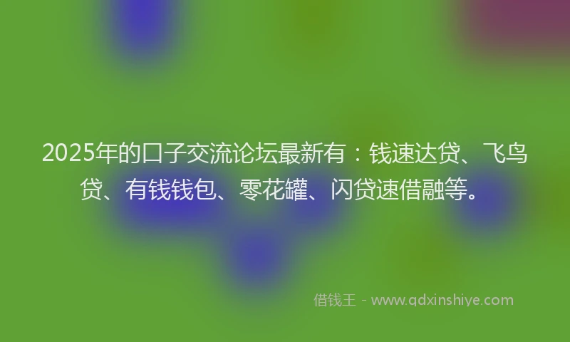 2025年的口子交流论坛最新有：钱速达贷、飞鸟贷、有钱钱包、零花罐、闪贷速借融等。