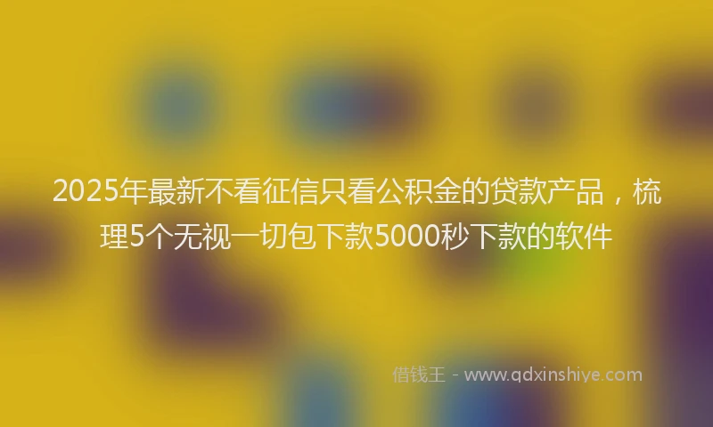 2025年最新不看征信只看公积金的贷款产品，梳理5个无视一切包下款5000秒下款的软件