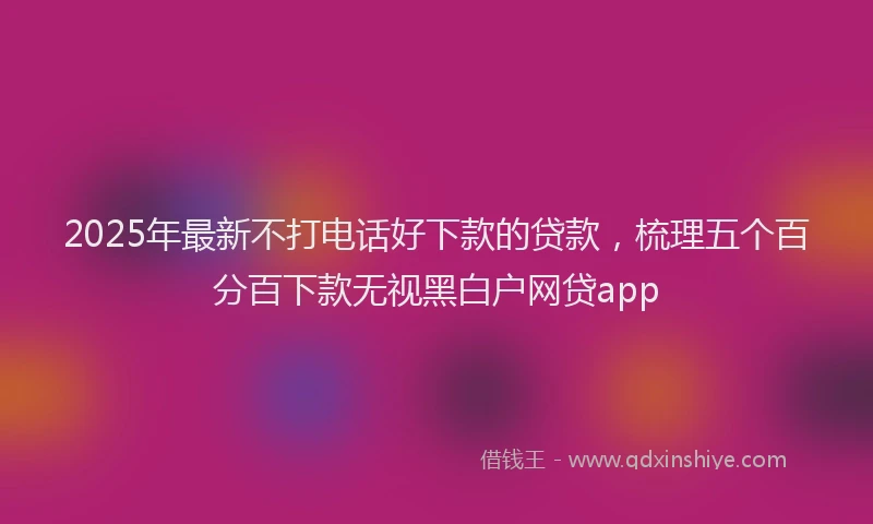 2025年最新不打电话好下款的贷款，梳理五个百分百下款无视黑白户网贷app