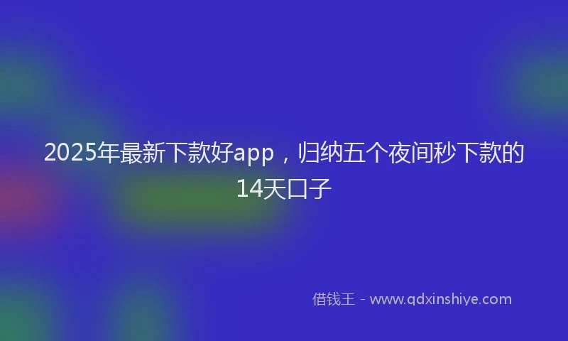 2025年最新下款好app，归纳五个夜间秒下款的14天口子